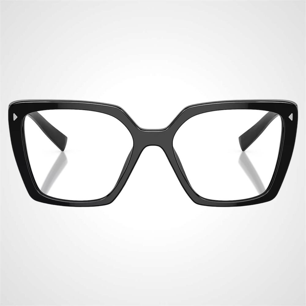 New PRADA Eyeglasses Black Square Silver Logo 53mm w/ Case - Picture 2 of 6